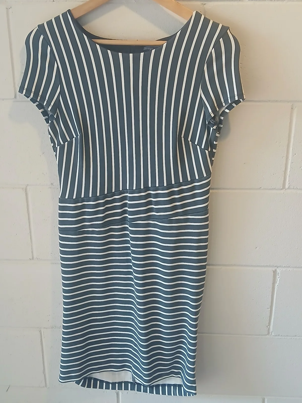 Oliver Black Navy Striped Shift Dress Size 12 NZ Workwear Smart Casual