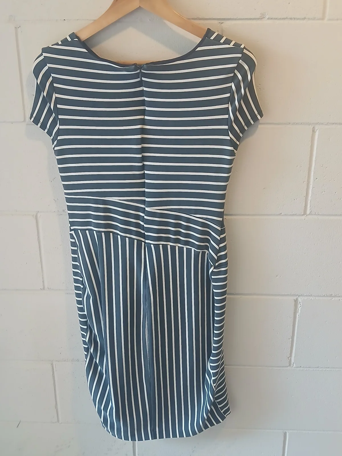 Oliver Black Navy Striped Shift Dress Size 12 NZ Workwear Smart Casual
